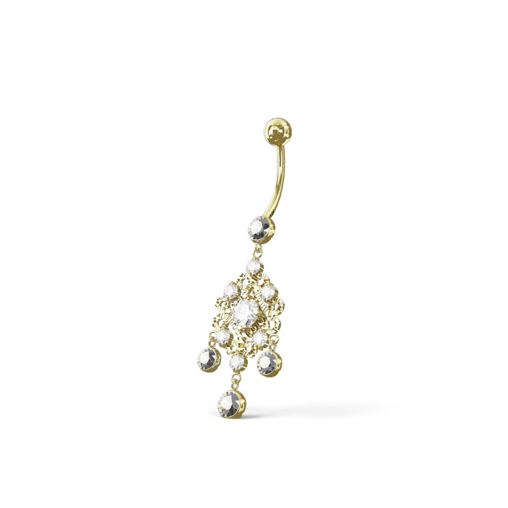 TILIA 14K Solid Gold Cubic Zirconia Tribal Belly Ring