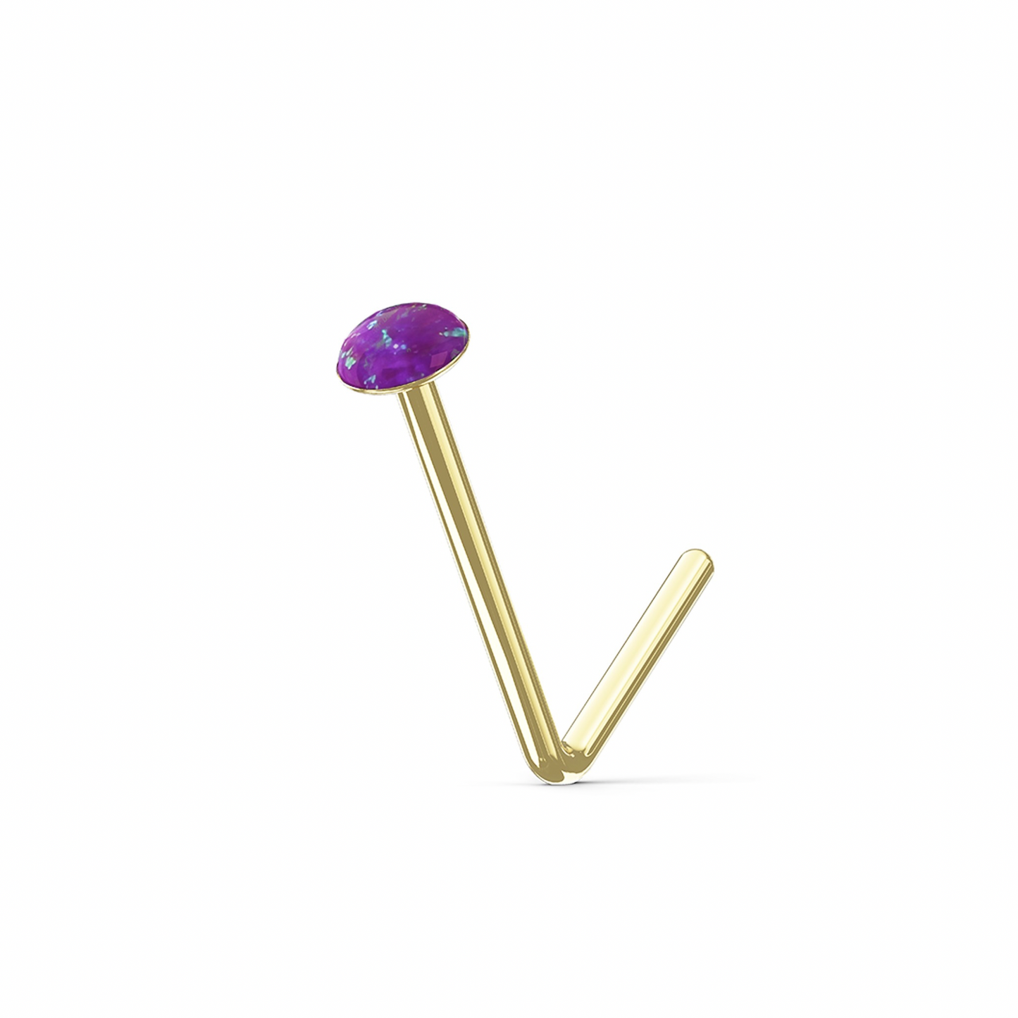 LAMIUM 9K Solid Gold Opal Stone L-Bend Stud