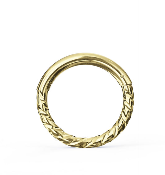 Camellia 14K Solid Gold Twisted Segment Clicker Ring