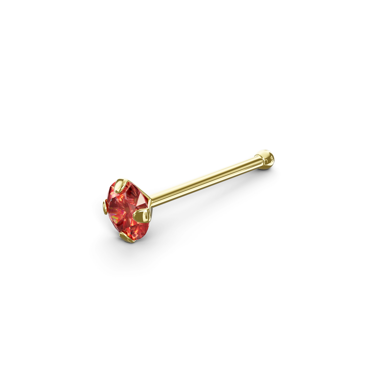 Ankur 14K Solid Gold Round Crystal Nose Bone Stud