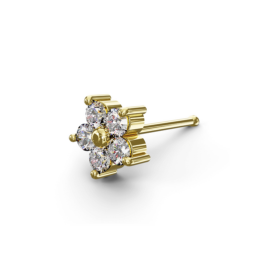 Chamomile 9K Solid Gold Flower Cubic Zirconia Nose Bone Stud