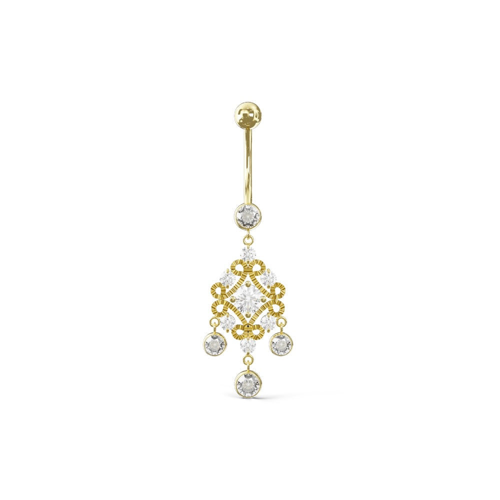 TILIA 14K Solid Gold Cubic Zirconia Tribal Belly Ring