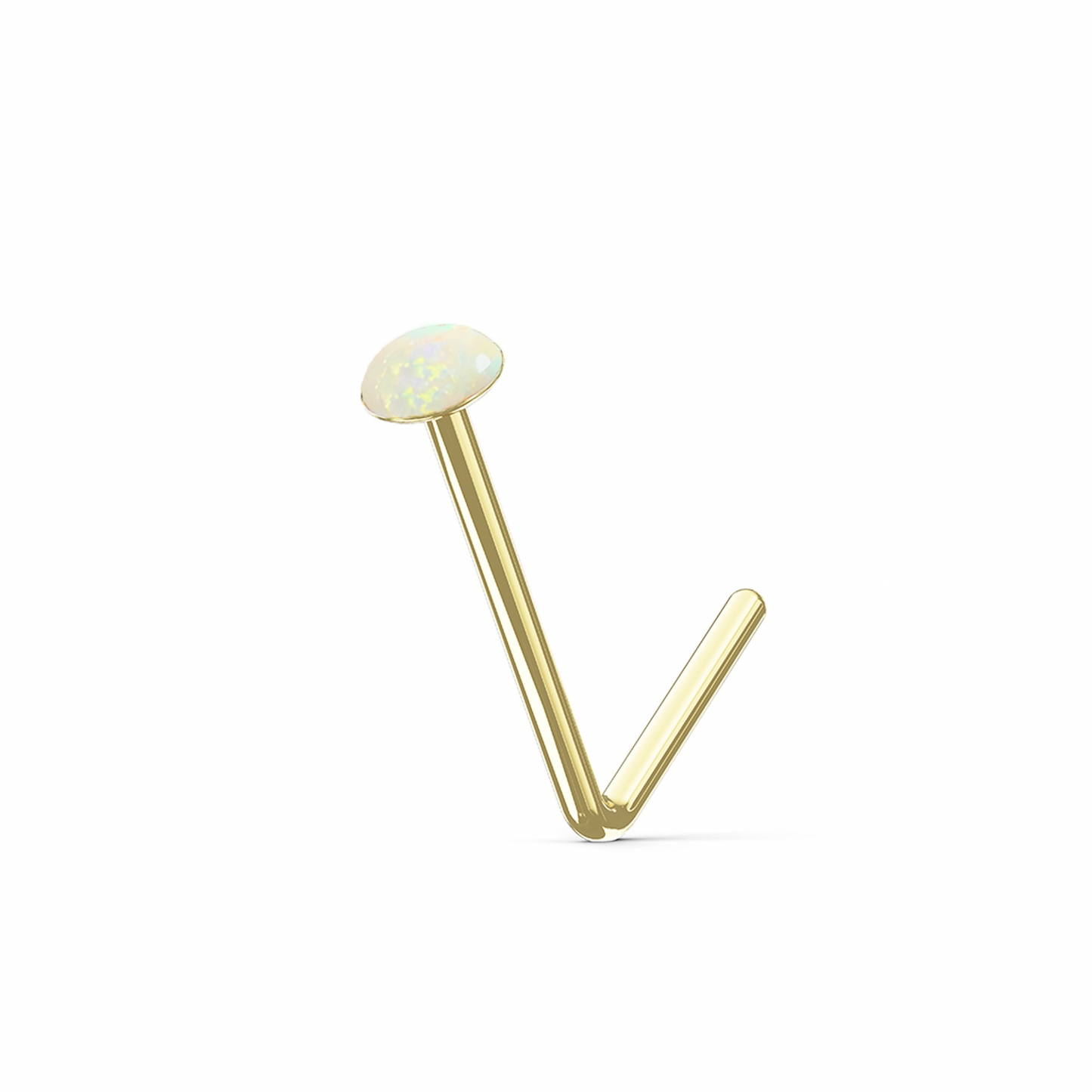 LAMIUM 9K Solid Gold Opal Stone L-Bend Stud