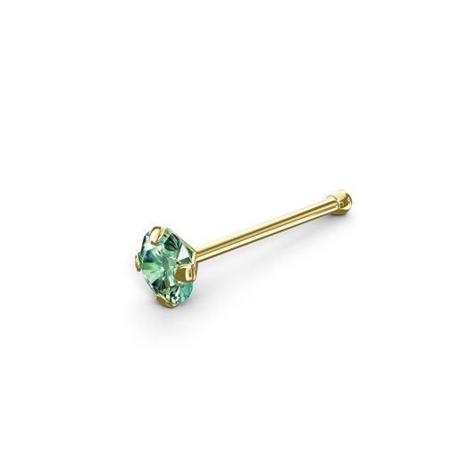 Ankur 9K Solid Gold Round Crystal Nose Bone Stud