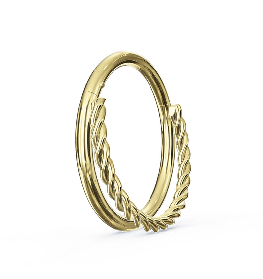 Bluet 9K Solid Gold Twisted Double Stack Segment Clicker Ring