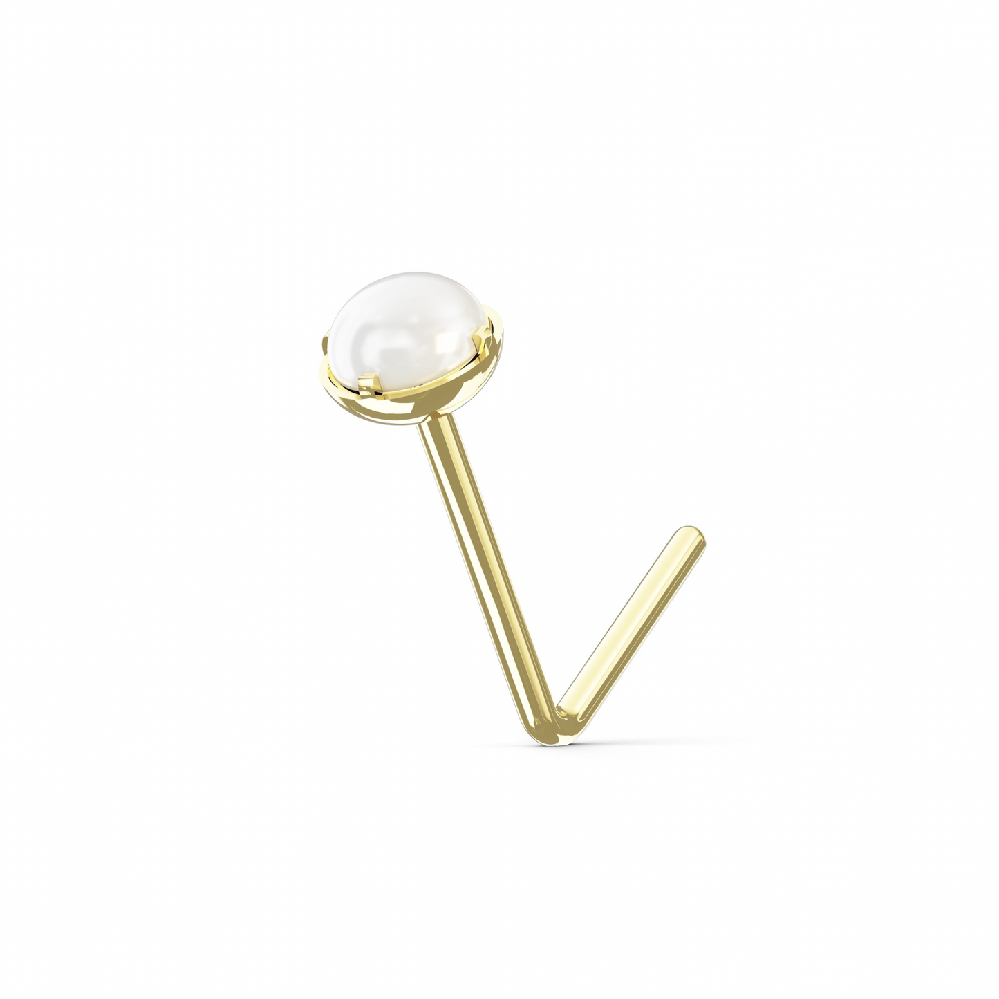 PEREGRINE 9K Solid Gold Pearl Stone L-Bend Stud