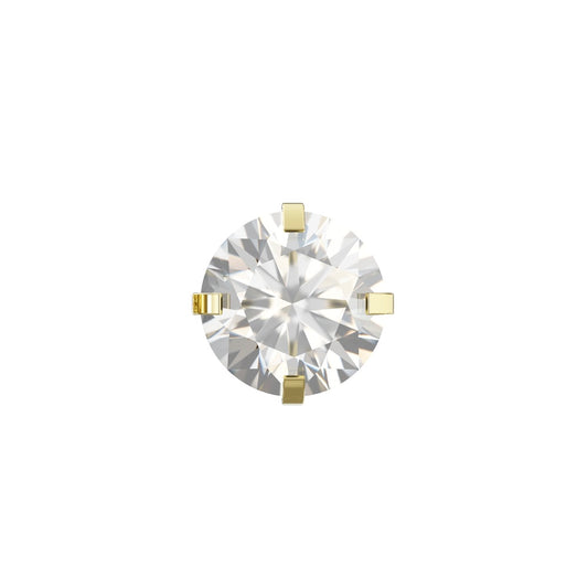 SHION 14K Solid Gold Cubic Zirconia Classic Flat Back Stud