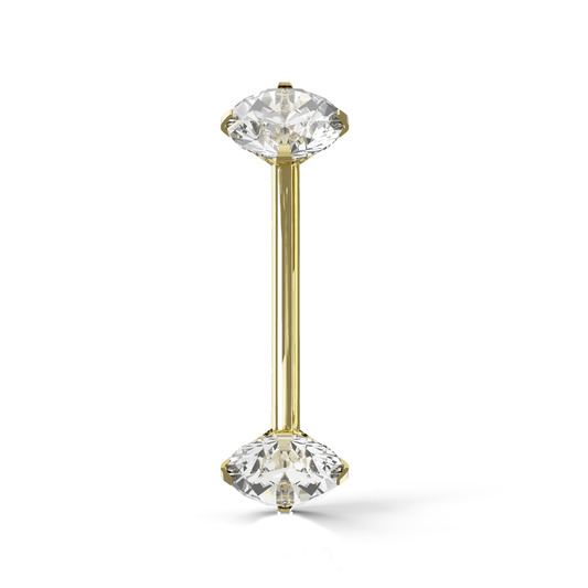 Flora 9K Solid Gold Cubic Zirconia Jewelled Curved Barbell