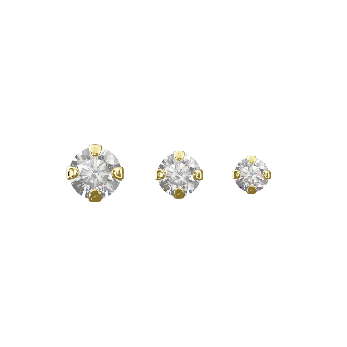 RHODES 18K Solid Gold Cubic Zirconia Set L-Bend Stud