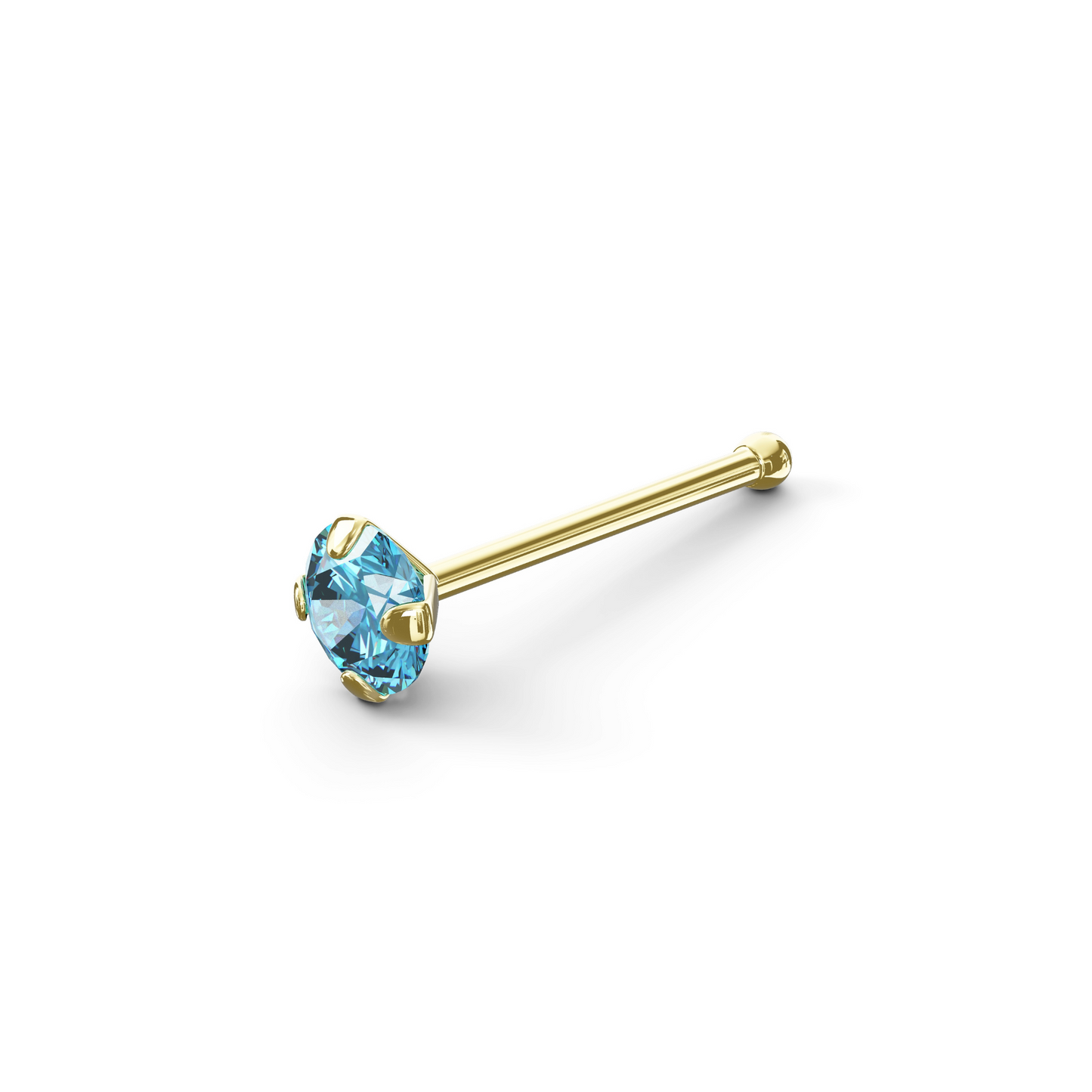 Ankur 14K Solid Gold Round Crystal Nose Bone Stud