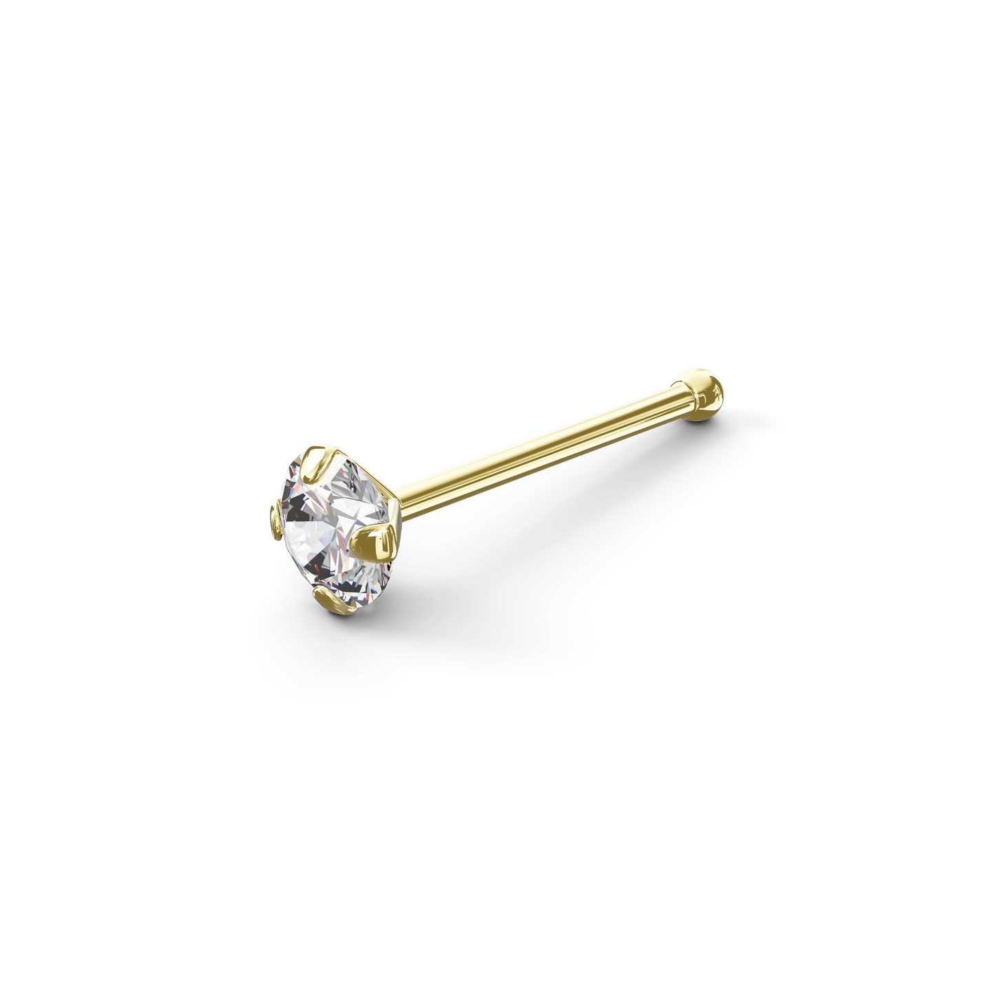 Ankur 14K Solid Gold Round Crystal Nose Bone Stud