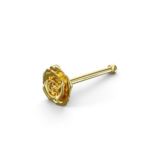 Tulip 14K Solid Gold Flower Nose Bone Stud