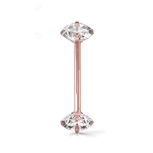 Flora 9K Solid Gold Cubic Zirconia Jewelled Curved Barbell